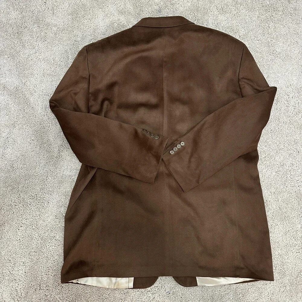 Joseph & Feiss Blazer Mens 48 Tall Brown 3 Button Sport Coat Jacket Microsuede